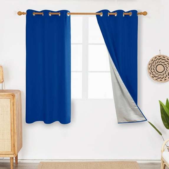 Deconovo Blackout Curtains Thermal Insulated Light Blocking Curtain with Silver Back Coating for Small Windows, 42x45 inch, Royal Blue, 2 Panels