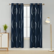 Deconovo Blackout Curtains Thermal Insulated Room Darkening Window Drapes 42x84 inch Navy Blue 2 Panels