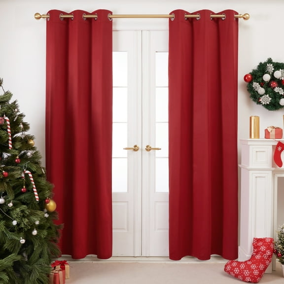 Deconovo Blackout Curtains for Bedroom 42x63 inch - Grommet Thermal Insulated Curtains for Christmas Decoration (Red, 2 Panels)