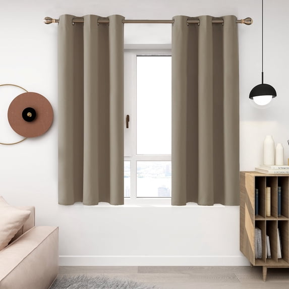 Deconovo Blackout Curtains for Bedroom 42x63 inch - Grommet Thermal Insulated Curtains for Living Room (Khaki, 2 Panels)