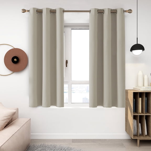 Deconovo Room Darkening Curtains for Living Room 63 inch, Grommet Thermal Insulated Curtains (Light Beige, 2 Panels)