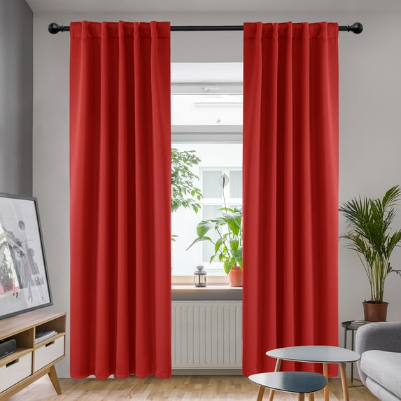 Deconovo Blackout Curtains for Bedroom - Back Tab and Rod Pocket Curtain Panels(42"x84", True Red, 2 Panels)