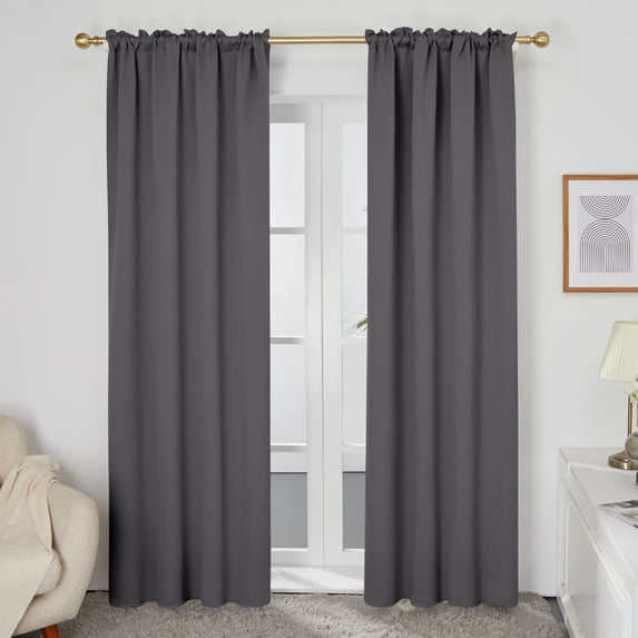 ZOPZO Blackout Curtains for Bedroom Rod Pocket Room Darkening Curtain for Living Room 52 x 72 inch Dark Gray Set of 2