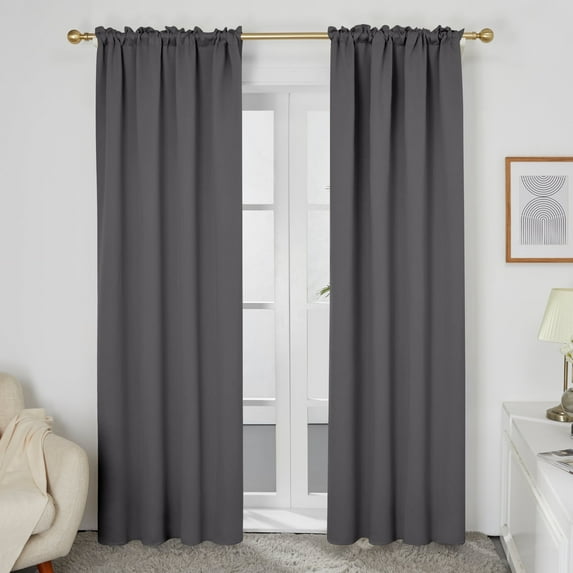 Deconovo Blackout Curtains for Bedroom Rod Pocket Room Darkening Window Curtain for Living Room 52 x 63 inch Dark Gray Set of 2