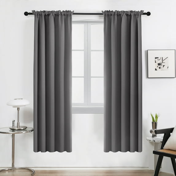 Deconovo Blackout Curtains for Bedroom Rod Pocket Room Darkening for Living Room, Set of 2, 42 x 84 inch, Light Gray