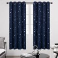 thumbnail image 1 of Deconovo Blackout Curtains for Kids Room, Silver Dots Printed Pattern (52W x 63L inch, Navy Blue, 2 Panels), 1 of 7