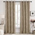 thumbnail image 1 of Deconovo Blackout Curtains, Silver Wave Foil Print Grommet Panels, 52x84 in, Khaki, Set of 2, 1 of 9