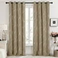 thumbnail image 1 of Deconovo Blackout Curtains for Living Room, 52"x84", 2 Panels, Khaki, Silver Wave Foil Print, Adults, 1 of 9