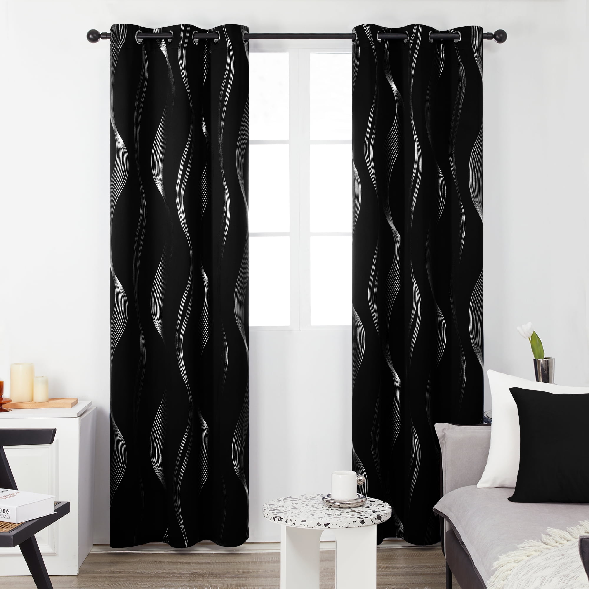 Deconovo Blackout Curtains for Living Room, 63 inch Curtains - Grommet ...