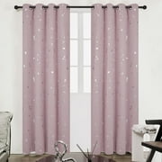 Deconovo Blackout Curtains for Living Room, Silver Dots Printed Pattern (52W x 84L inch, Pink Lavender, 2 Panels)