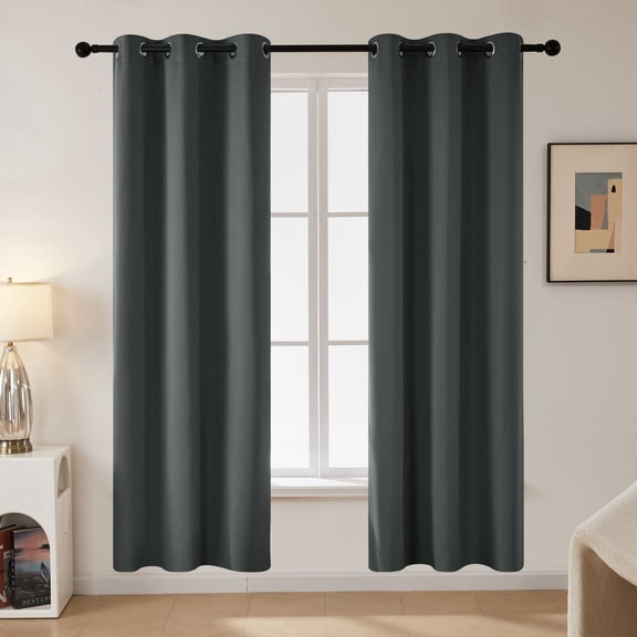 Deconovo Gray Blackout Curtains for Living Room Set of 2 Panels, Thermal Insulated Grommet Noise Reducing Drapes for Bedroom, 42"x72"
