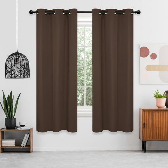 Deconovo Blackout Curtains for Living Room, Thermal Insulated Grommet Room Darkening Drapes for Bedroom (Brown, 42" x 72", 2 Panels)