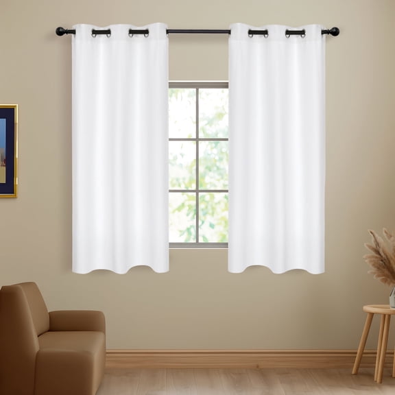 ZOPZO Blackout Curtains for Small Windows, Pure White, 42W x 45L Inch, Sun Light Reducing Curtain Drapes for Home Office, 2 Panels