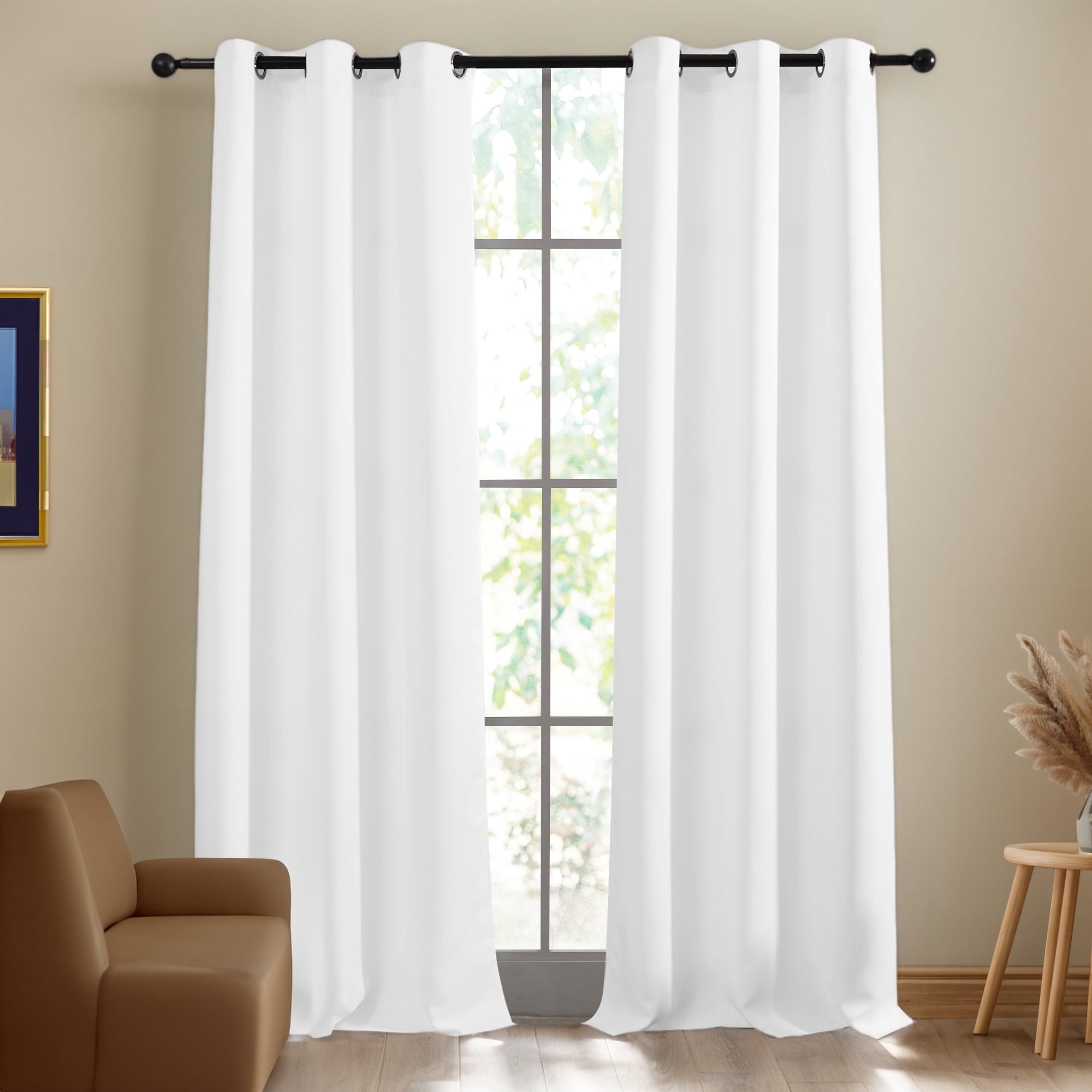 ZOPZO Blackout Curtains for Small Windows, Pure White, 42W x 95L Inch, Sun Light Reducing Curtain Drapes for Home Office, 2 Panels