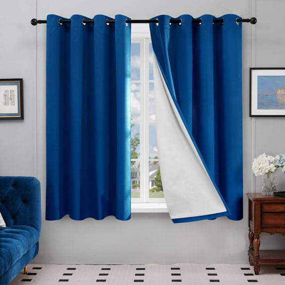 Deconovo Blackout Curtains with Coated Silver Back for Nursery 52x63 inch Royal Blue 2 Panels