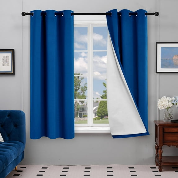 Deconovo Blackout Curtains with Silver Back Coating for Boys Room 42x63 inch Royal Blue 2 Panels