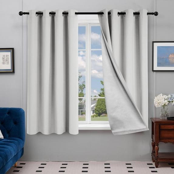 Deconovo Blackout Curtains with Silver Coated Backing for French Doors 52x72 inch Silver Gray 2 Panels