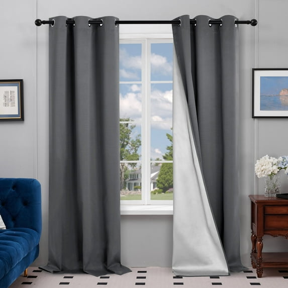 Deconovo Blackout Curtains with Silver Coating Back for Bedroom 42x84 inch Dark Gray 2 Panels