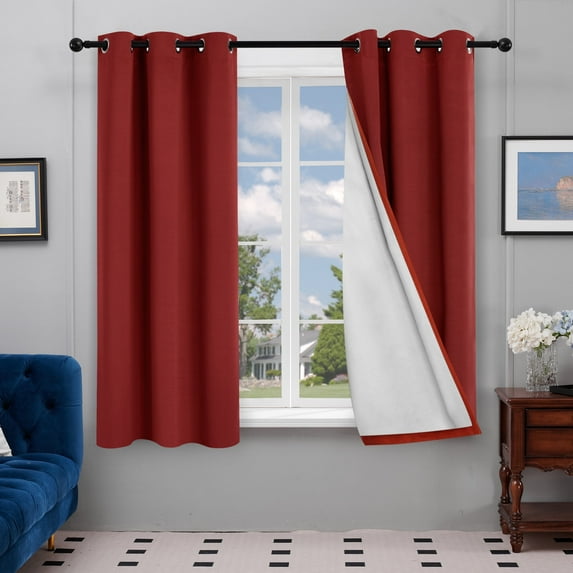 Deconovo Blackout Curtains with Silver Coating Back for Living Room 42x54 inch Dark Red 2 Panels
