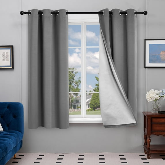 Deconovo Blackout Curtains with Silver Coating for Living Room 42x63 inch Light Gray 2 Panels
