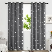 Deconovo Navy Blue Foil Print Star Room Darkening Curtains, 52 x 45 inch, Grommet Thermal Insulted Blackout Curtains, 2 Panels