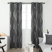 Deconovo Blackout Grommet for Bedroom, 84 inch Long - Thermal Insulated Drapes, Light Blocking Curtains with Floral Pattern (42 x 84 inch, Dark Gray, 2 Panels)