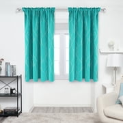 Deconovo Blackout Rod Pocket Curtains Pair Noise Reducing Light Blocking Drapes with Dots Pattern for Sliding Glass Door 42 x 63 inch Turquoise 2 Panels
