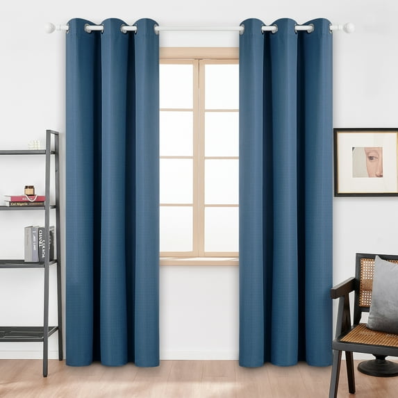 Deconovo Blue Room Darkening Curtains for Bedroom, Grommet Top Drapes, 42 x 84 inch, 2 Panels