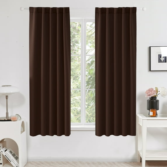 Deconovo Chocolate Blackout Curtains for Kitchen Back Tab and Rod Pocket Curtain Panels Window Treatments 38x45 inch 2 Panels