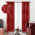 thumbnail image 1 of Deconovo Christmas Blackout Curtains for Dining Room, Wavy Pattern Foil Printed, Thermal Insulated Grommet Window Drapes (42 x 84 inch, True Red, 2 Panels), 1 of 10