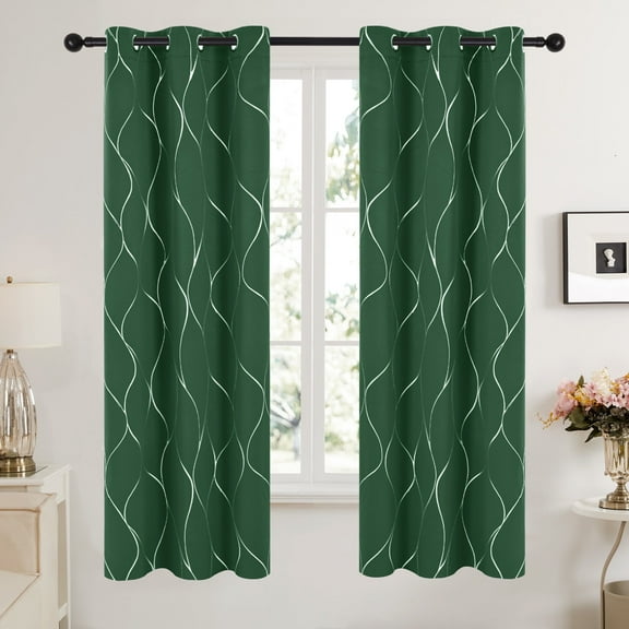 Deconovo Christmas Blackout Curtains Set of 2, Dark Forest, 42"x72", Thermal Insulated for Bedroom
