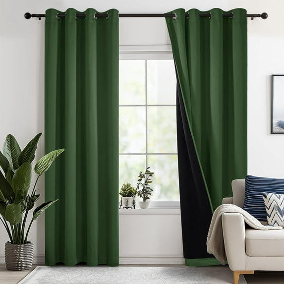 Deconovo 100% Blackout Curtains for Bedroom, Thermal Insulated, 2 Panels, 52"x84", Green