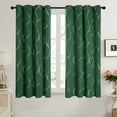 thumbnail image 1 of Deconovo Christmas Green Blackout Curtains Silver Wave Foil Print Pattern Room Darkening Drapes 52Wx 63L inch Set of 2 Panels Dark Forest, 1 of 7