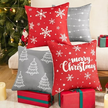 Deconovo Christmas Pillow Covers Set of 4 Decorations Throw Pillow Covers for Couch Sofa 16x16 inch