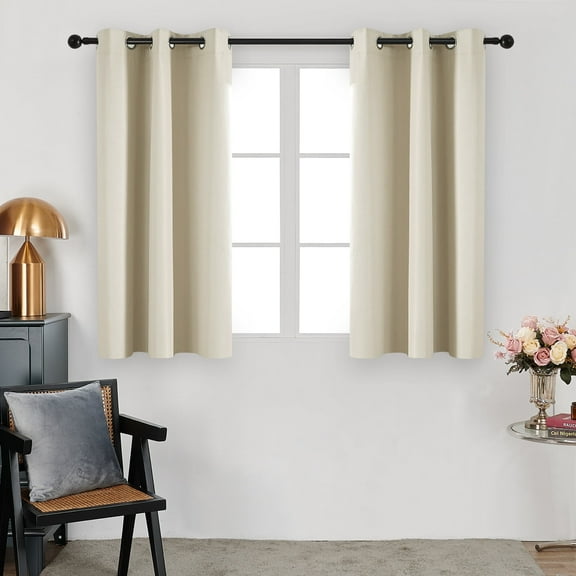 Deconovo Contemporary Beige Solid Print Blackout Curtains, Grommet Top, 38 x 45 Inch, 2 Panels