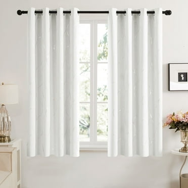 Deconovo Contemporary Pure White Geometric Grommet Room Darkening Curtains, 52" x 63" (2 Panels)