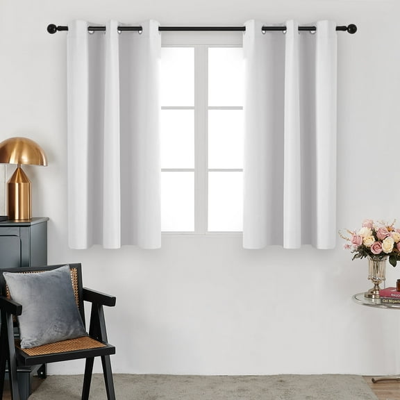 Deconovo Contemporary White Solid Print Blackout Curtains, Grommet Top, 38 x 45 Inch, 2 Panels
