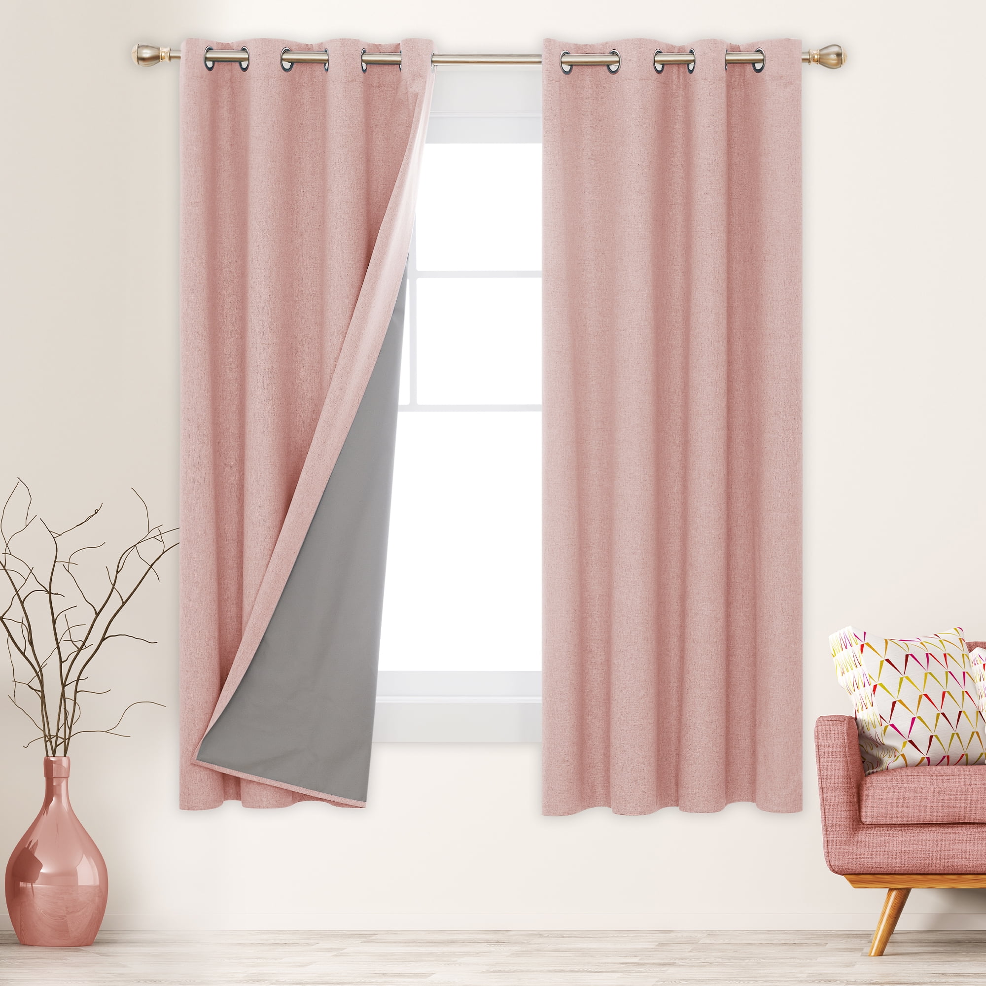 Deconovo Pink Blackout Curtains Full