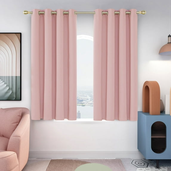 Deconovo Coral Pink Blackout Curtains for Kitchen - Grommet Thermal Insulated Room Darkening Short Curtains (52 x 45 inch, Coral Pink, Set of 2 Panels)