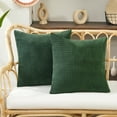 thumbnail image 1 of Deconovo Corduroy Pillowcase Covers with Stripes Pattern, Throw Pillow Cover for Bedroom Sofa Couch, 18x18 in, Dark Green, Pack of 2, 1 of 7