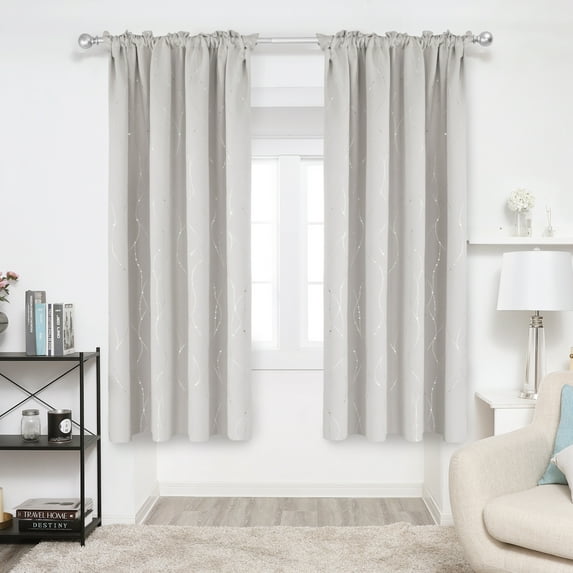 Deconovo Cream 42 x 72 inch Blackout Curtains Wave Line Foil Printed Drapes for Bedoom, 2 Panels