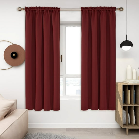 Deconovo New Year Crimson Red Rod Pocket Curtains Blackout Curtains Thermal Insulated Room Darkening Curtains 2 Panels 52W x 63L inch