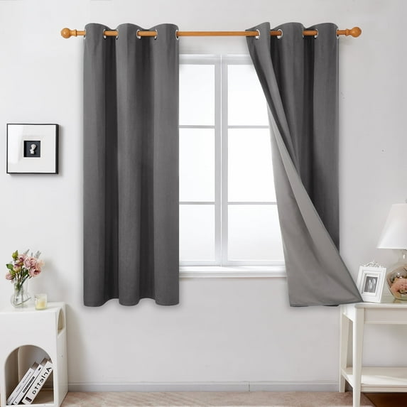 Deconovo Curtains 63 inch Length, 100% Blackout Curtains for Bedroom, Thermal Insulated Window Curtains and Drapes, Soundproof Curtains with Grommet (Dark Gray, 42W x 63L inch, 2 Panels)