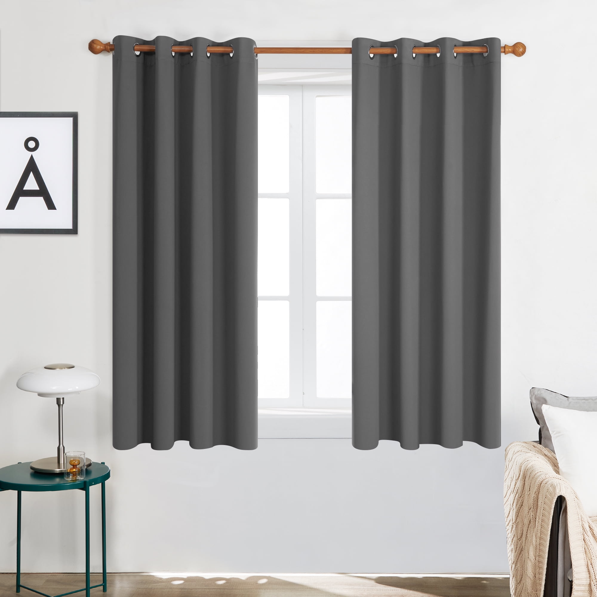 Deconovo Dark Gray Blackout Curtains, Thermal Insulated, Room Darkening