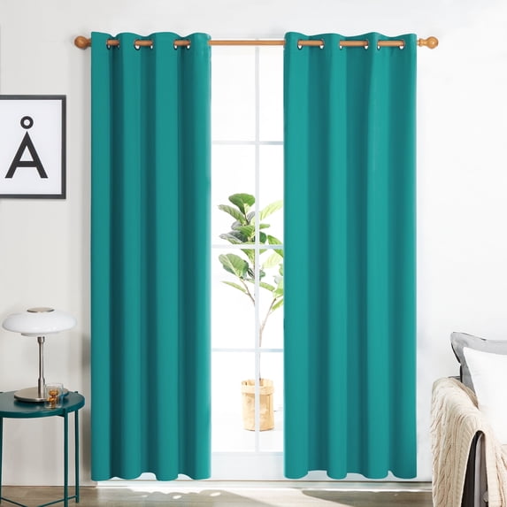 Deconovo Blackout Curtains Set of 2 Panels, Noise Reducing, Turquoise, 55W x 95L Inch, Energy Saving Thermal Insulated Drapes for Bedroom Windows