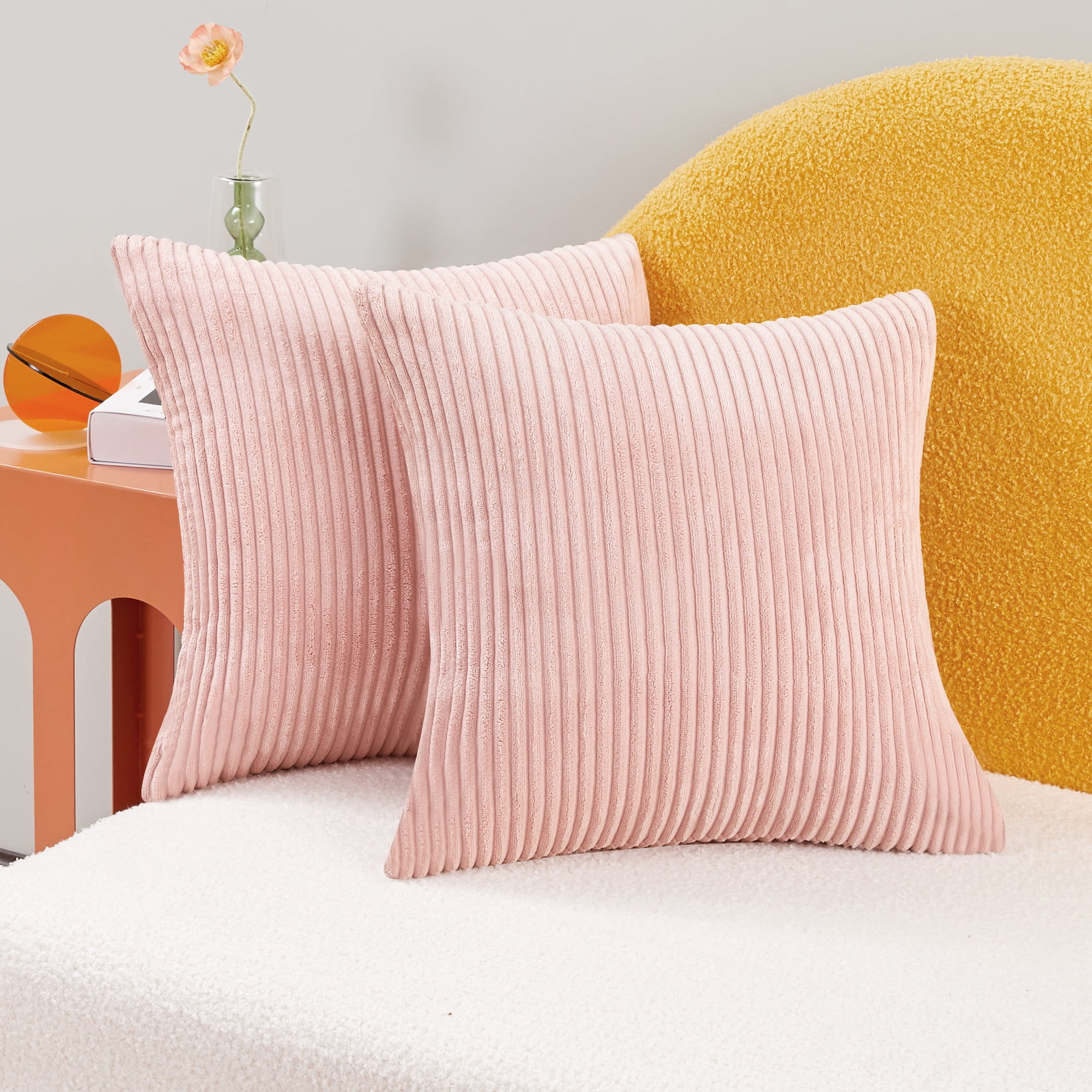 Deconovo Decorative Pillow Covers Set of 2 with Stripe Pattern Pillowcase Cushion Cover Hidden Zipper 20x20 inch Coral Pink Walmart