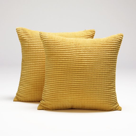 Deconovo Corduroy Pillow Covers with Hidden Zipper, Mustard Yellow, 22 x 22 Inch, Decorative Pineapple Texture Cushion Cases for Living Room