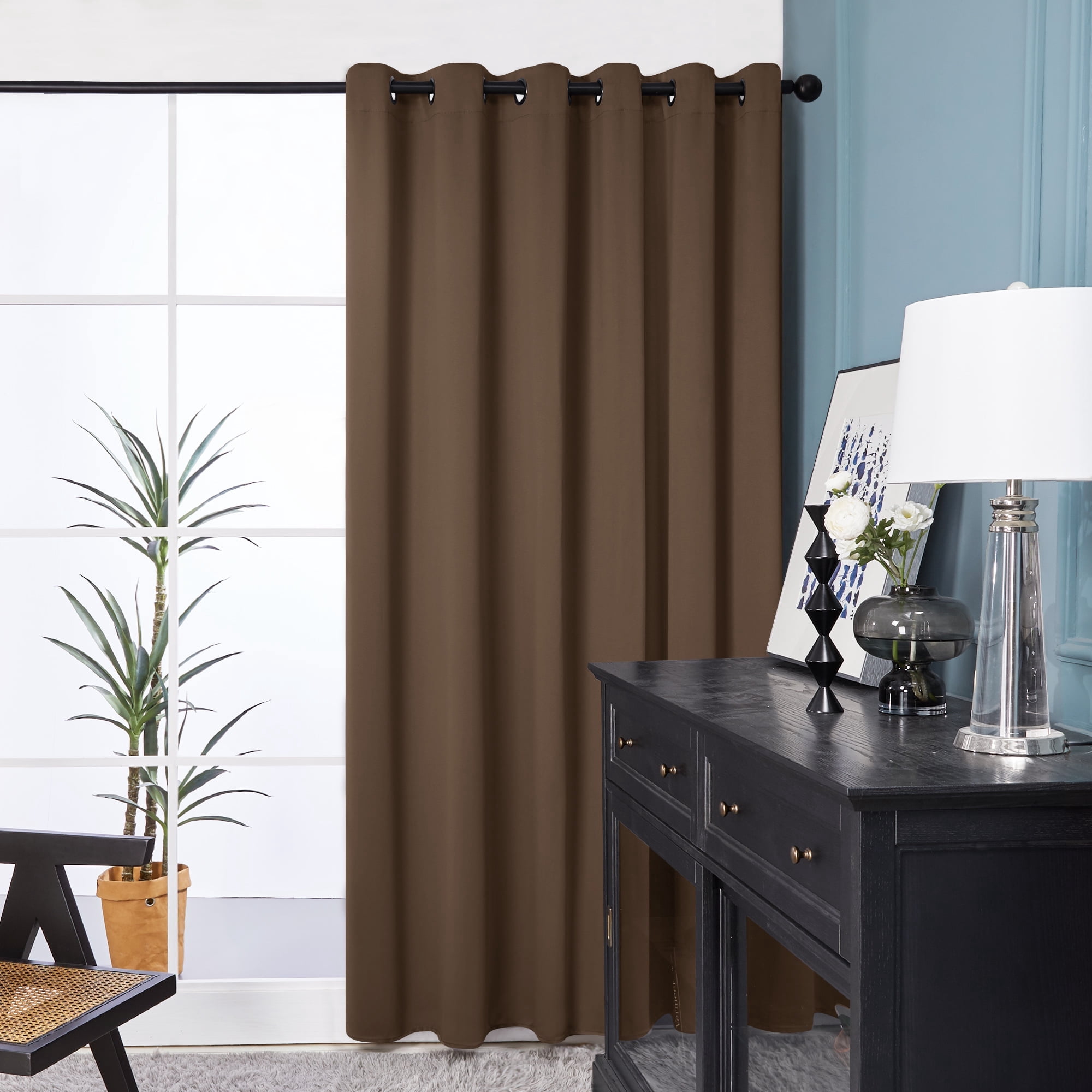 Deconovo Thermal Insulated Sliding Door Curtains Grommet Black Out Room Divider Curtains 80 x 84 inch Brown 1 Piece