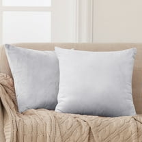 Deconovo Decorative Throw Pillow Covers 20x20 Velvet Pillow Cover Square Plush Pillow Covers for Sofa, 20"x 20", Light Gray, 2 Pack