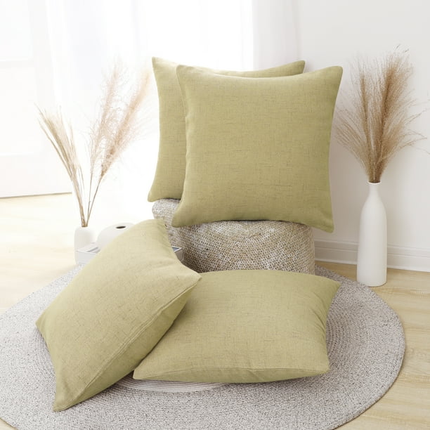 Deconovo Decorative Throw Pillow Covers Burlap Cushion Cases Vintage Decor Pillowcases for Couch 18 x 18 inch Flax Yellow Set of 4 Walmart Business Supplies